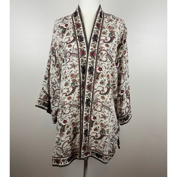 Max Studio Womens Multicolor Floral Kimono Sz S Boho Lightweight Hippie Festival - Picture 2 of 15